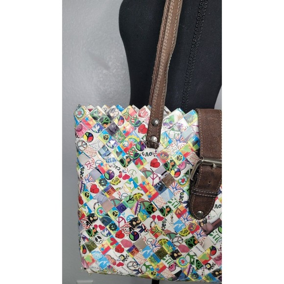 Nahui Ollin Candy Wrapper Peace Sign Love Doves Hippy‎ Retro Unique Purse READ - Picture 5 of 16